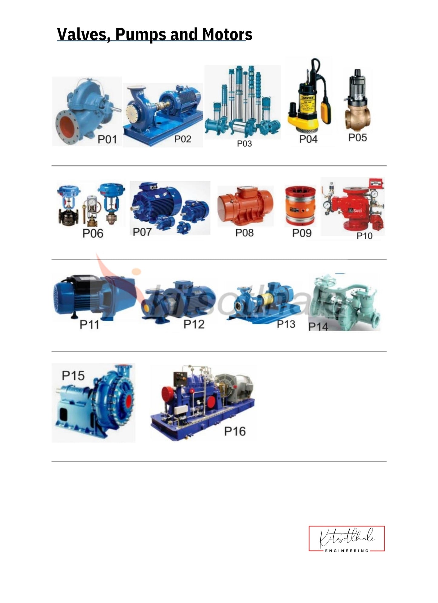 Velves, Pumps and Motors